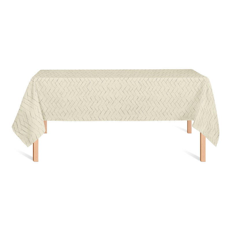Rectangular Chevron Polyester Tablecloth, Cream