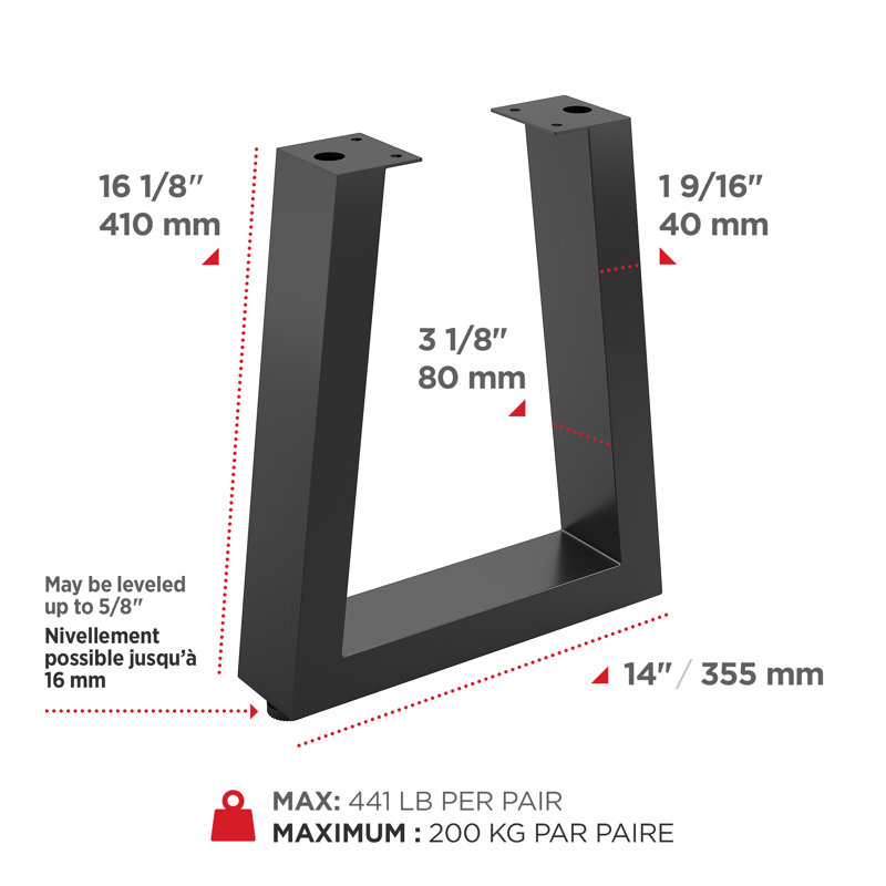 Pied de table, Noir mat