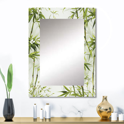 Lauritsen Bamboo Zen Haven - Oriental Large Mirror, Oriental Decorative Wall Mirror, Printed Metal Art
