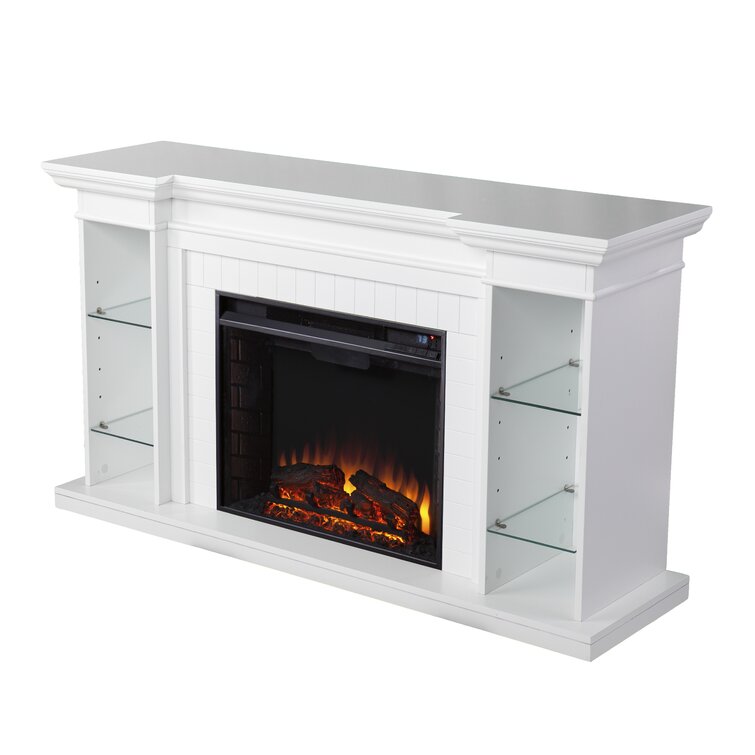 Buy wholesale Skraut Home - Living room furniture with electric fireplace  with 5 flame levels, Matte White and Glossy Black Lacquered finish,  measurements: 290 x 170 x 45 cm deep