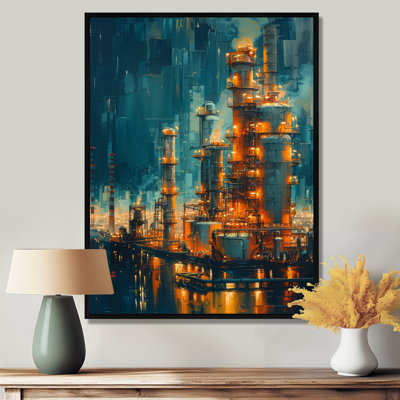 Reproduction d'art mural «Crude Oil Refinery At Night I - Factories»