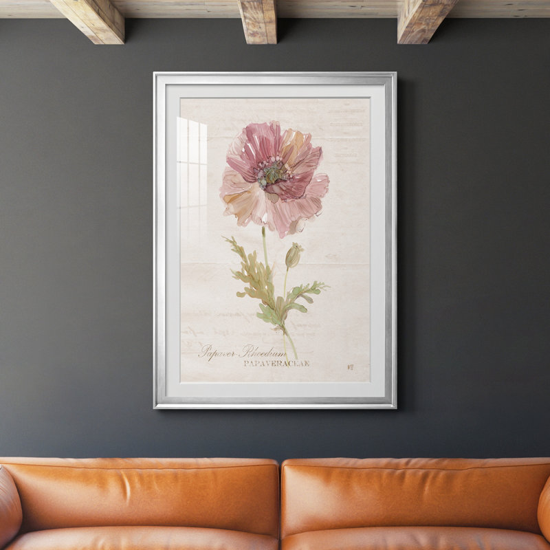 Soft Poppy - peinture sur toile encadrée, Argent, H 42,5 po x l 30,5 po x P 1 po