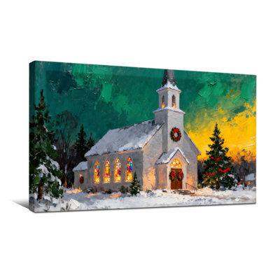 Christmas Winter Church Christmas Scene Painting
