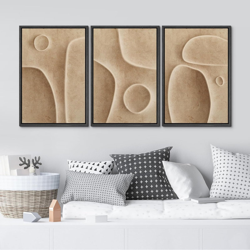 Courbes abstraites minimalistes dans des tons neutres, décor moderne, calme minimaliste, détente douillette pour la chambre à coucher
