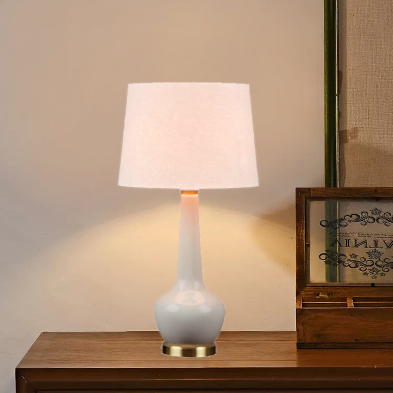 Élégante lampe de table 26 po en céramique de haute qualité Genie (ampoule DEL incluse), Gris
