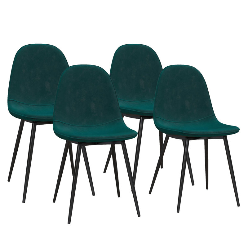 Chaise de salle à manger rembourrée Wade, Velours vert