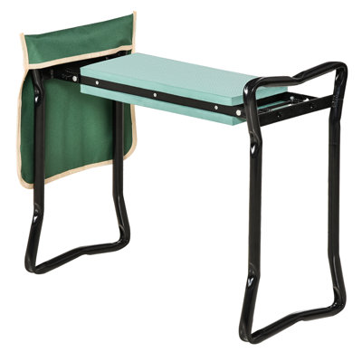 Banc de jardin pliable avec pochette à outils latérale pour le jardinage Siège pliant - confortable et inclus