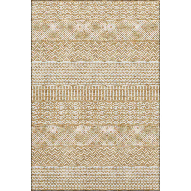 Premium Machine Washable Prisco Gold Rug