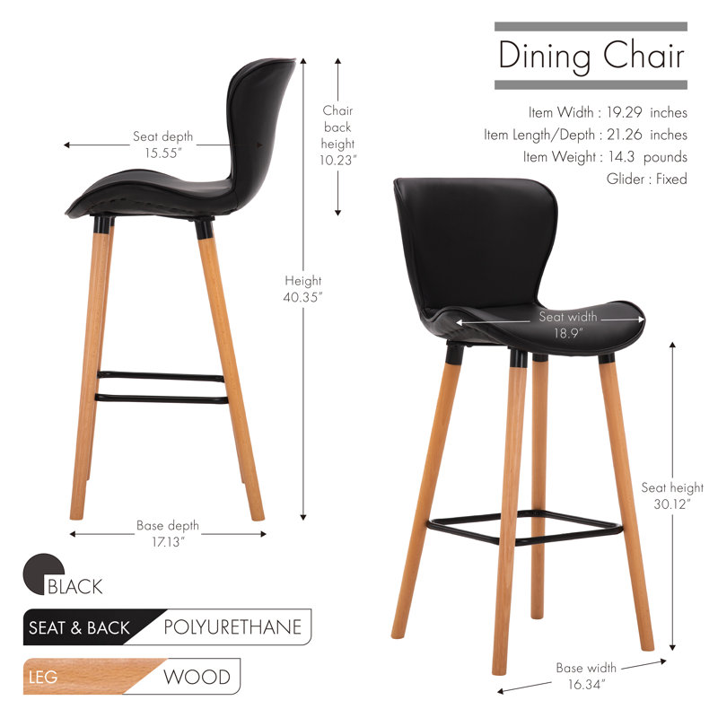 Tabouret 30,12 "Hewlett, Noir