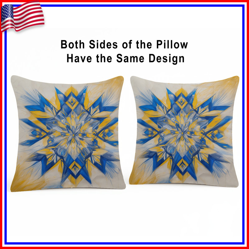 Coussins décoratifs kaléidoscope bleus et jaunes, 20 po x 20 po