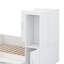 Lit plateforme avec tiroirs de rangement intégrés, étagères, bureau et garde-robe-446300566