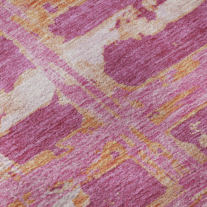 Tapis rosé de qualité supérieure lavable à la machine Prisco, Rectangle 1 pi 8 po x 2 pi 6 po