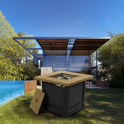 Owensby Square Steel Propane Smokeless Fire Pit Table with Hidden Fuel Tank
