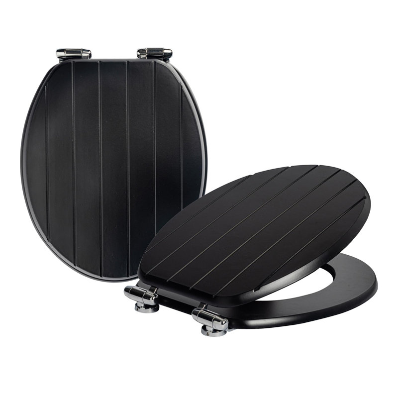 Harbour Housewares - 2x Wooden Soft Close Toilet Seats, Black