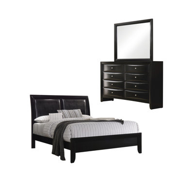 Ensemble de chambre à coucher 3 pièces avec commode et miroir Baum
