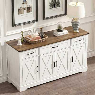 Grande armoire-buffet 55 po avec tablettes et portes, table basse de cuisine moderne en bois