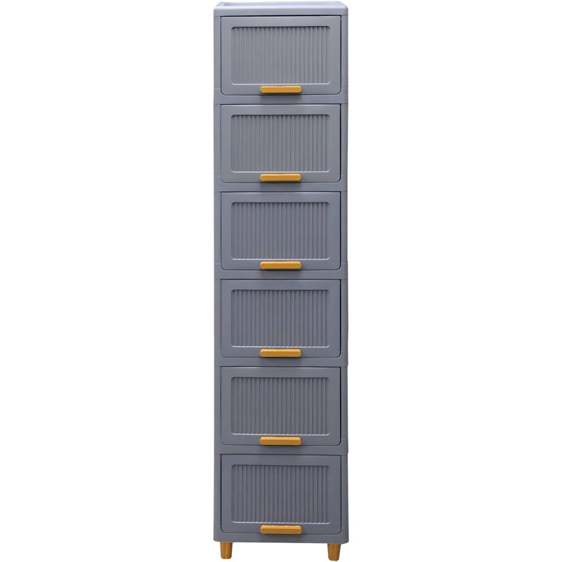Plastic Storage Cabinet & Tub, Stackable Storage Box for Bedroom Living Room, 6 Tier