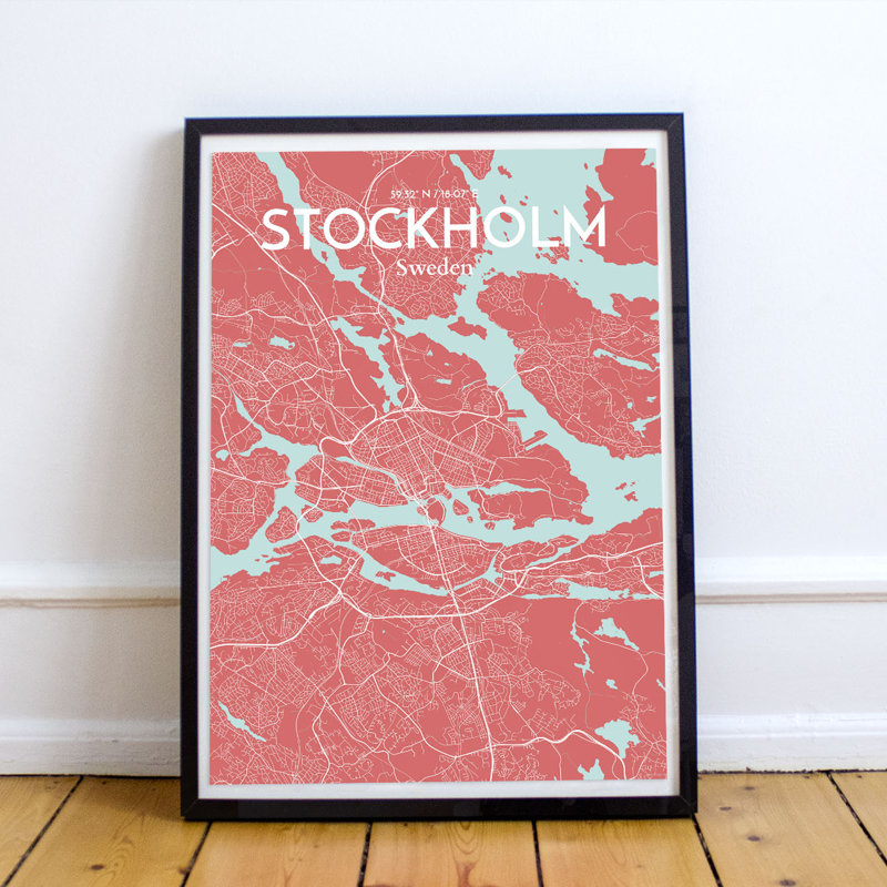Stockholm City Map - No Frame Print, 43cm H x 28cm W x 0.13cm D
