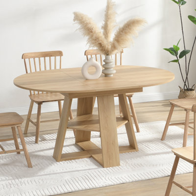 110-150cm Extendable Oval Dining Table with Storage, 4-6 Seater