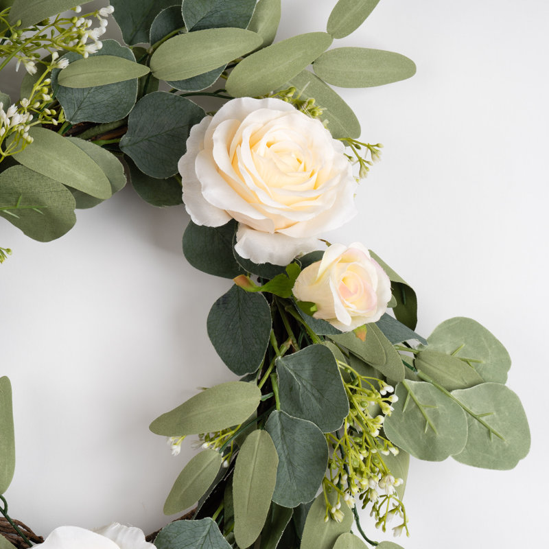 40cm Eucalyptus And Rose Wreath