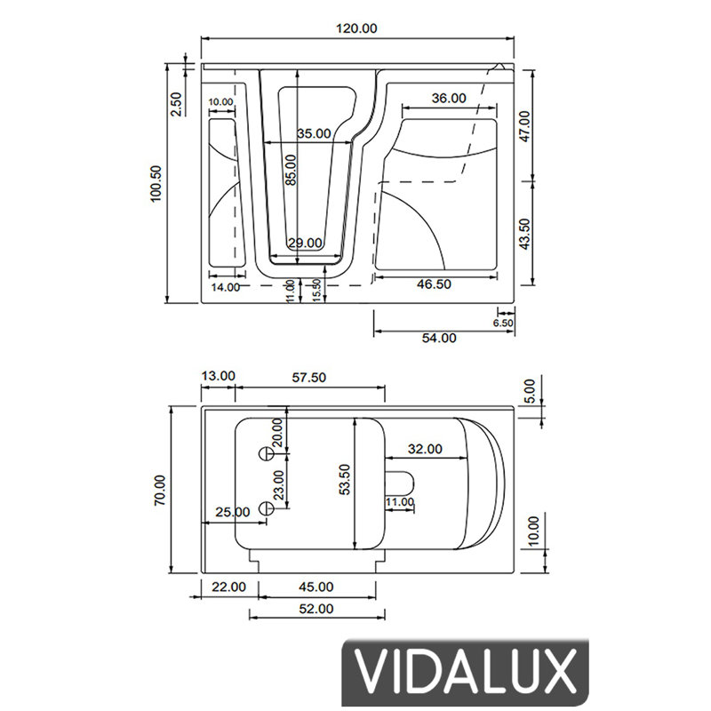 1200mm x 700mm Freestanding Acrylic Bathtub, Yes