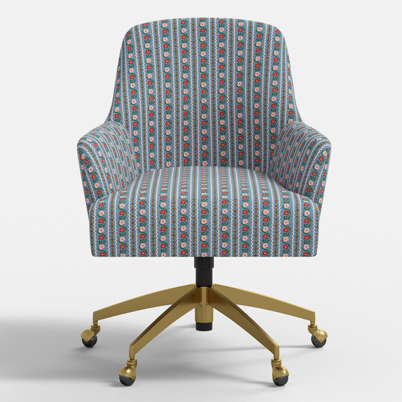 Chaise de bureau Cambridge en ardoise Delphine, Or brossé, Ardoise Delphine