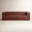 Castle 95" Genuine Leather Square Arm Chesterfield Sofa-320632572