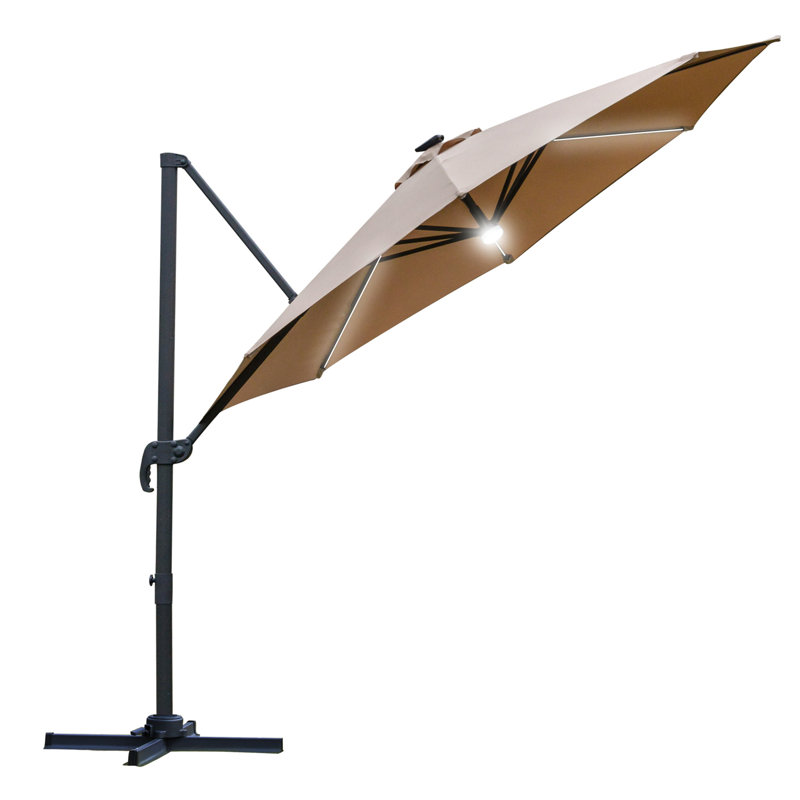 Breelan 292cm Lighted Cantilever Parasol, Brown