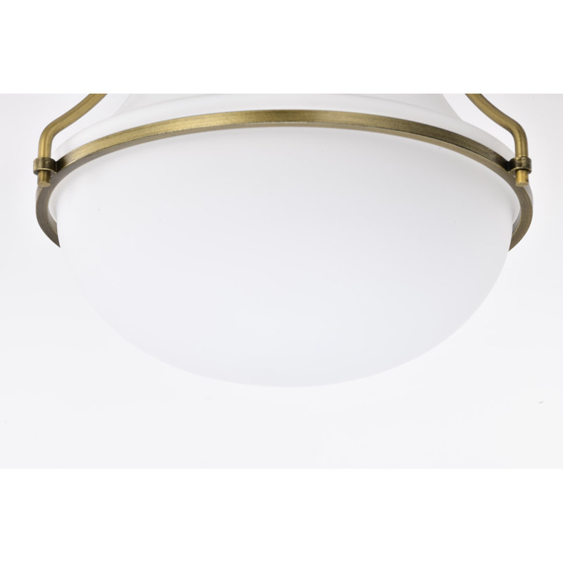 Plafonnier encastré en verre Bashaw, Laiton naturel, H 9 po x l 10,38 po x P 10,38 po
