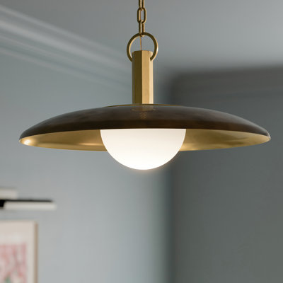Kurio 22" 1-Light Pendant With Etched Opal Glass in Lacquered Bronze