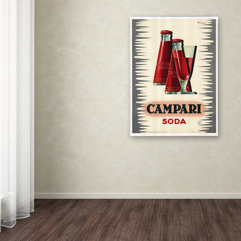 « campari », affiche rétro sur toile tendue, H 19 po x l 14 po