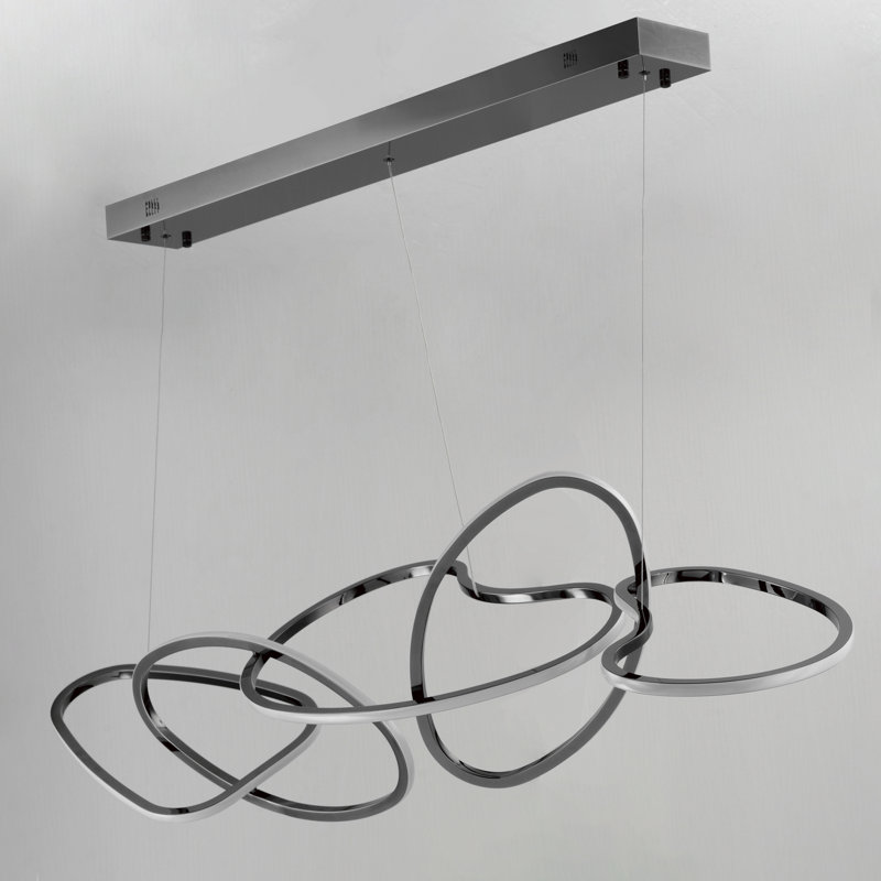 Unity Black Chrome LED 50W Adjustable Height Kitchen Island Pendant