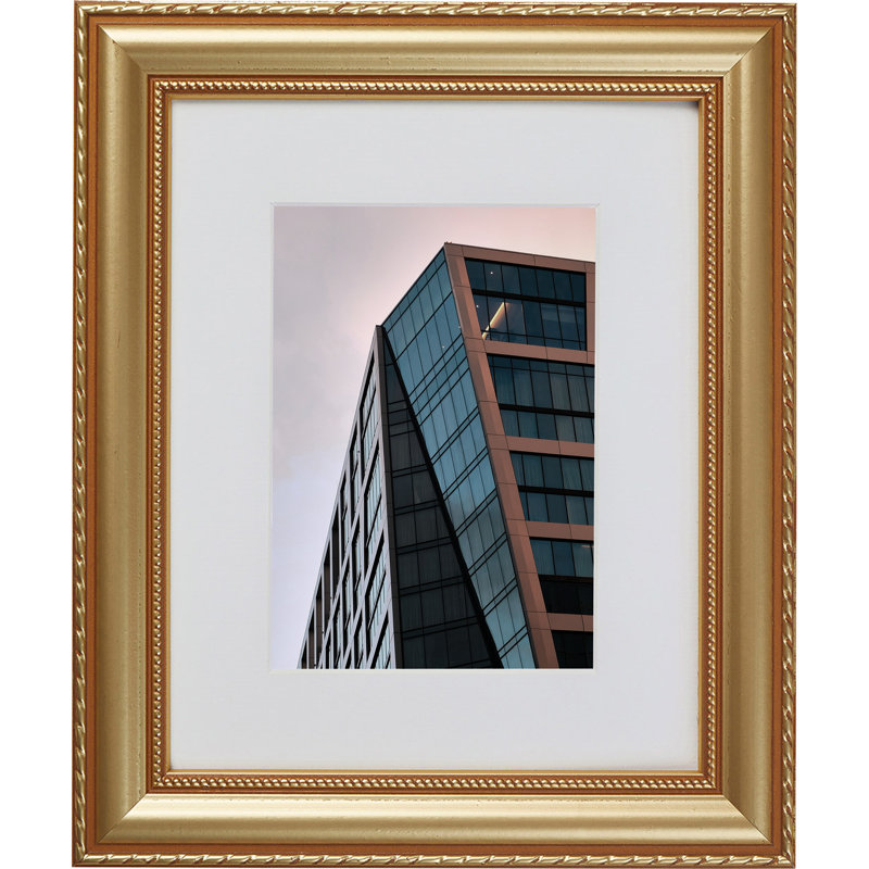 Jedaiah Gold Solid Wood Gilded Picture Frame - Set of 4 with Mat, 8" x 10" Matted to 5" x 7"