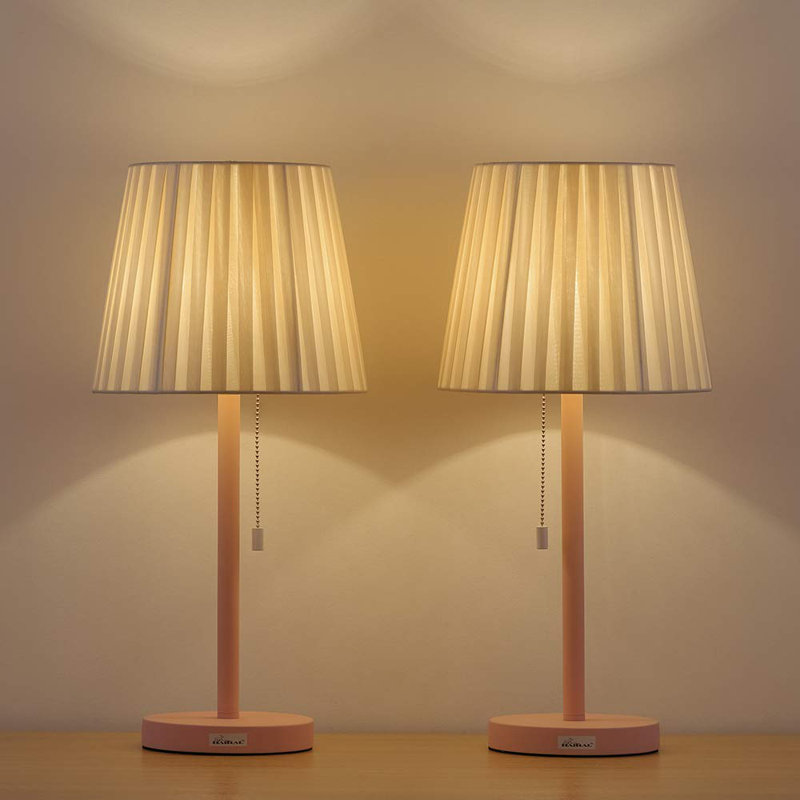 Metal Table Lamp, Pink, Beige