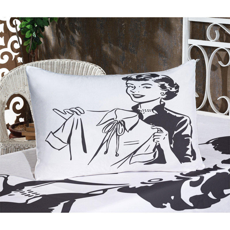Ensemble de draps et taies décoratives femme Ambesonne, noir et blanc, Ensemble de draps pour lit simple avec deux taies 