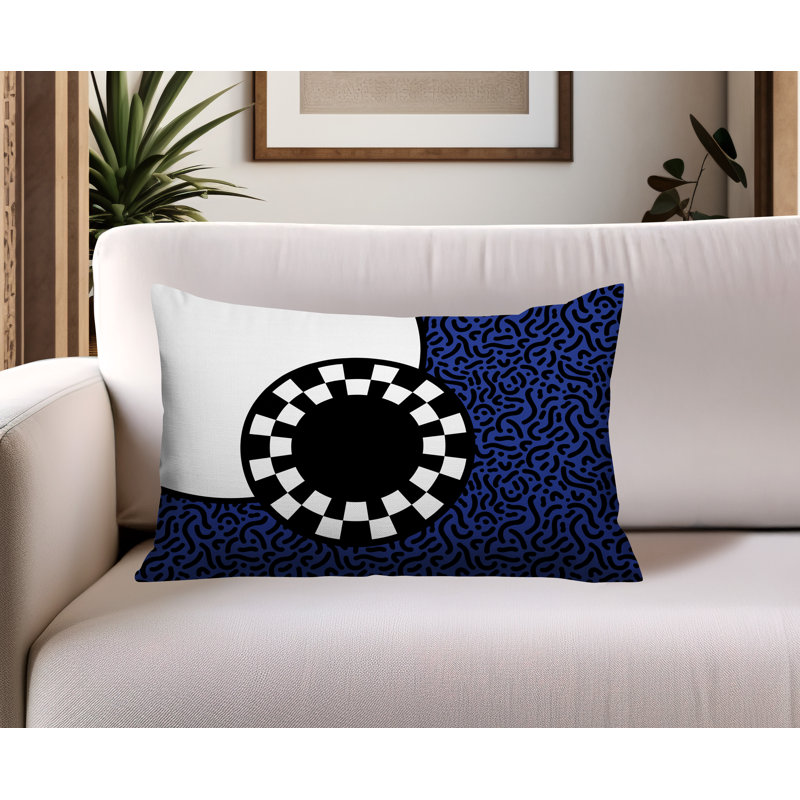 Coussin lombaire réversible Vibra Abstract, Rectangle H 14 po x l 20 po, Bleu marine