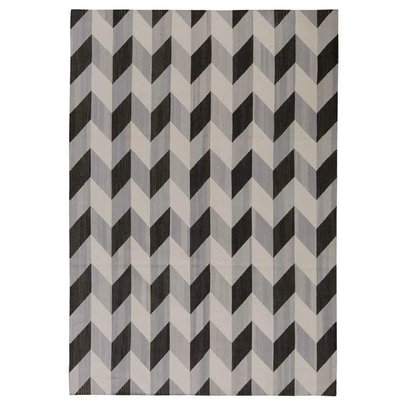 Tapis rectangulaire en laine à tissage plat, Rectangle de 5 pi x 8 pi