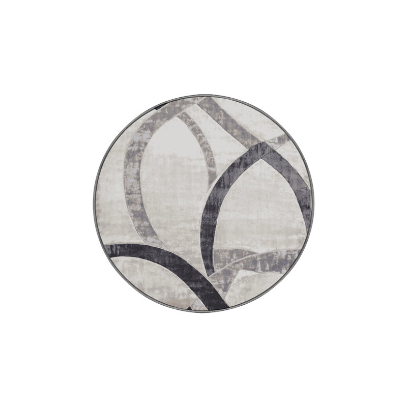 Machine Washable Gray Area Rug, Round 4'