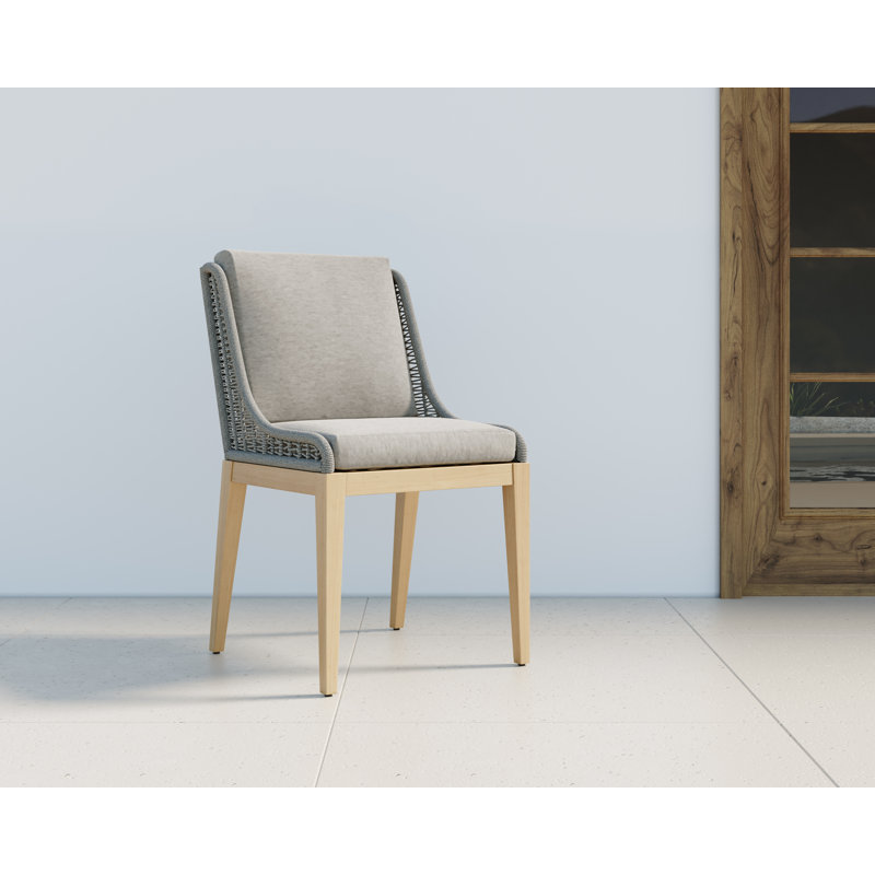 Hellmut Outdoor Teak Dining Side Chair, Gray, Dark Brown