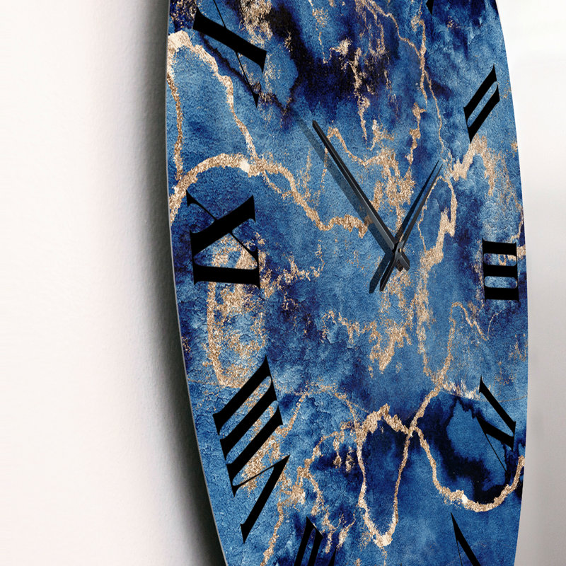 Horloge murale moderne Blue Gold, Surdimensionné