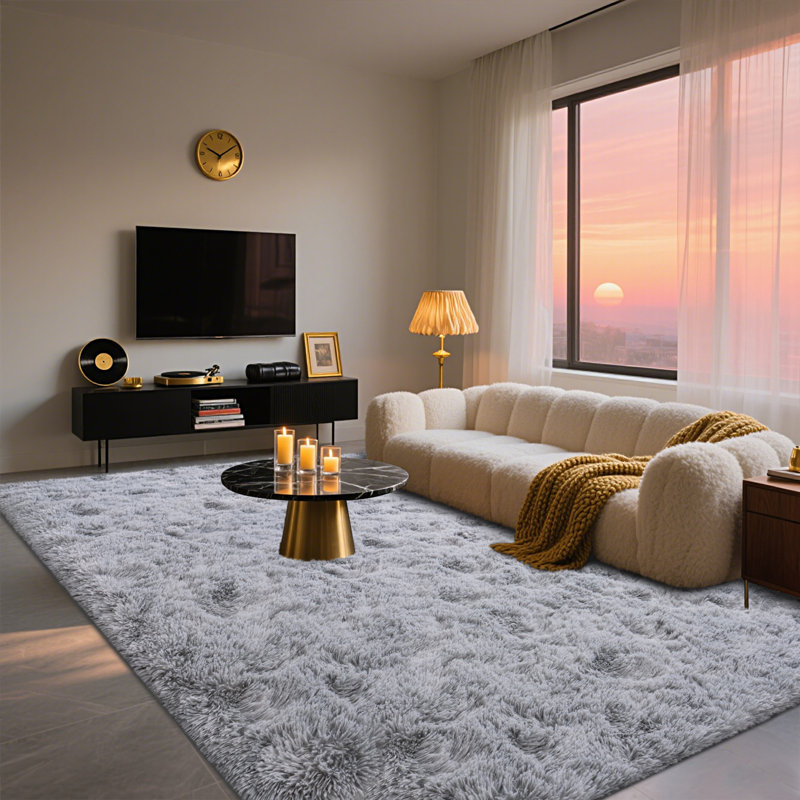 8x10 Rug with 4 Stickers for Living Room, Grey Performance Rug for Bedroom, Upgrade Non Slip Livingroom Carpet, Ideal For High Traffic Areas Indoor, Gift For Halloween, Christmas, Thanksgiving, Graduation Season
