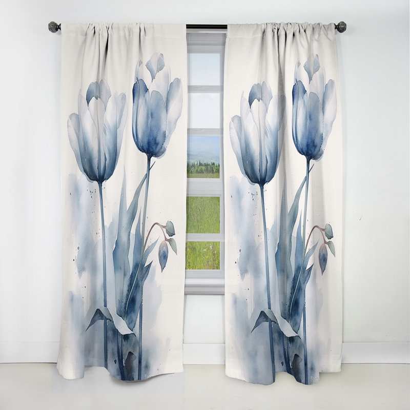 Tulipe Dreams III - Rideau floral - Rideau occultant floral - 1 panneau, L 52 po x L 90 po