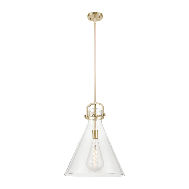 Luminaire suspendu en forme de tige suspendue à 1 lumière Downtown Urban - Brohel, H 17,75 po x l 16 po x P 16 po, Clair
