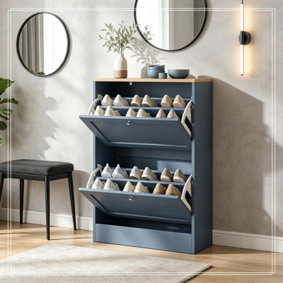 Meuble à chaussures élégant, organisateur de chaussures moderne et dissimulé, meuble à chaussures d'entrée étroit (meuble à chaussures seulement)