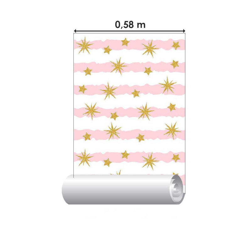 Rouleau de papier peint pelez et collez, L 126 po x l 24 po, Rose / or