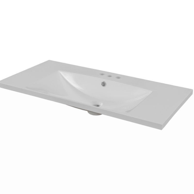 Single Bathroom Vanity Top With  Basin, 3-Faucet Holes, Ceramic,