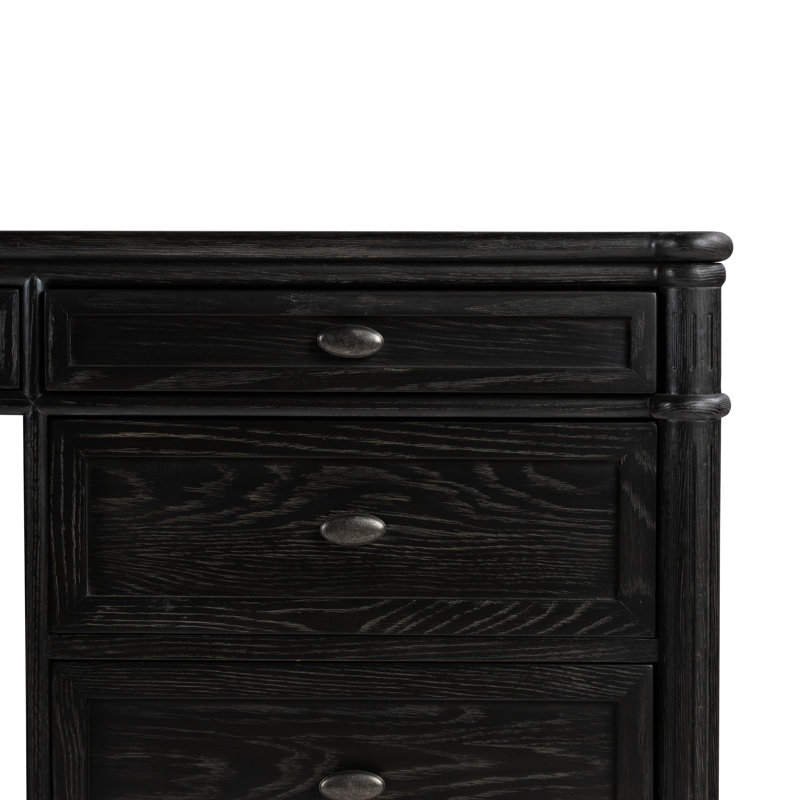 Toulouse Executive Desk, Distressed Black Oak