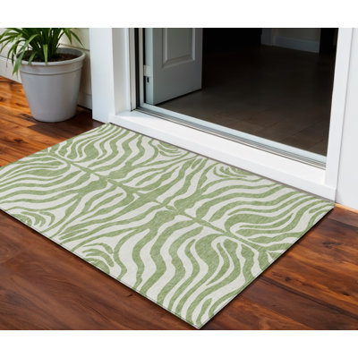 Tapis d'intérieur et d'extérieur lavable à motif artichaut 3 pi x 5 pi HomeRoots