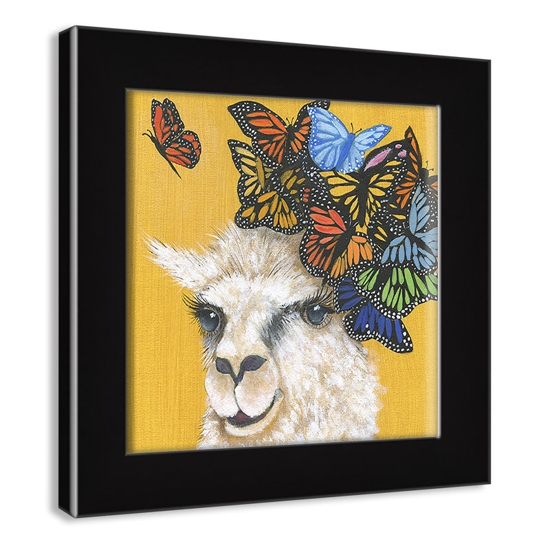 Art sur toile llama, H 10 po x l 10 po x P 0,625 po, Cadre noir