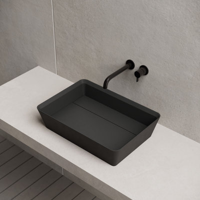 MonBlari 20" X 14" Rectangle Solid Surface Matte Black Vessel Sink